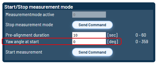 Shows the ADMA webUI configuration panel of the yaw angle at start. 