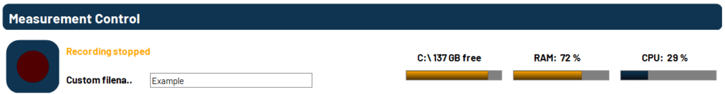 Shows status information bar of the ethernet logger that indicates the recording state