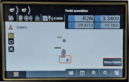 Shows the map of the used Total Station in which the two reference points have to be selected for relocating the system. 