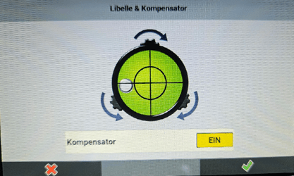 Shows the levelling menu of the used total station.