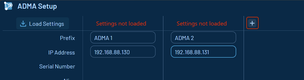 Shows the area of the ADMA Setup, where additional ADMA Systems can be added. 