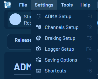 Shows the different items of the context menu settings.