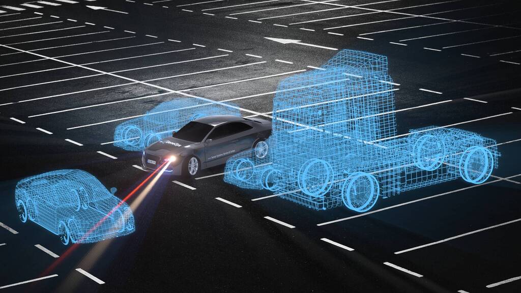 Visualisierung der ADMA‑gestützten Vehicle‑in‑the‑Loop Technologie für Fahrdynamik‑ und ADAS‑Messungen.